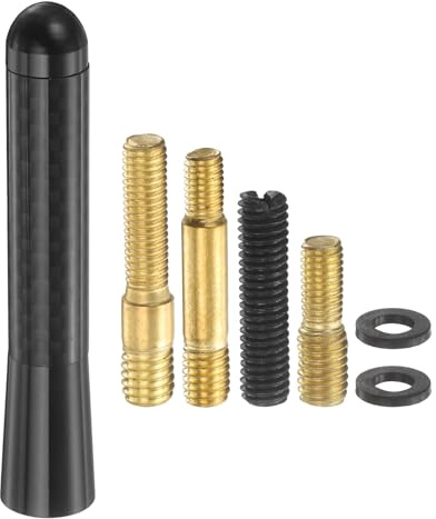 DEFANEX Car Short Antenna Carbon Fiber Aluminum Universal Replacement Auto Radio Antenna (3.1, Black) - Conductive & Waterproof, for Cars RVs SUV Trucks