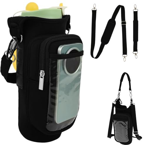 Magnetic Gym Bag Gym Tasche Magnetische Sporttasche mit Flaschenhalter Handyfächern Magnetische Wasserflaschen Tasche für Fitness Laufen Radfahren Reisen (Schwarz)