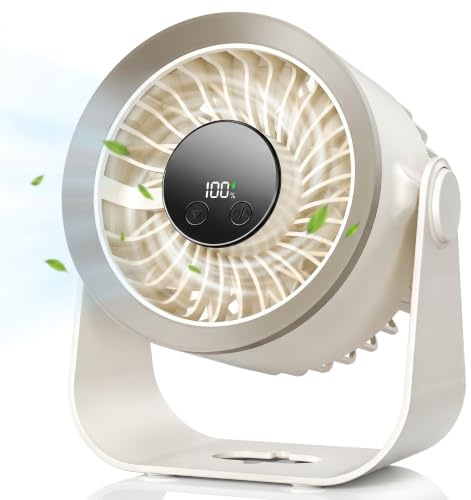 Ventilateur de Bureau USB Silencieux, 100 Vitesses Mini Ventilateur Table | Petit Ventilateur Portable, Écran LED, Rechargeable, Rotation 180°, pour Chambre