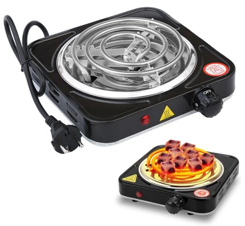 RANJIMA Accendino elettrico a carbone da 1000 W, con griglia per carbone, bruciatore di carbone per carbone di cocco e carbone di bambù, riscaldatore mobile, riscaldamento rapido per barbecue, cucina
