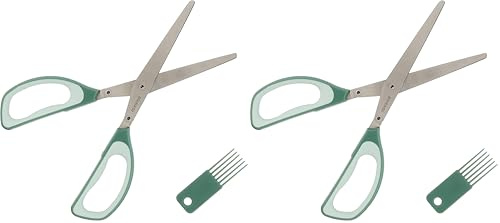 Brabantia Tasty+ Herb Scissors + Cleaning Tool - Fir Green - 5 Blades for Fine Herbs & Small Vegetables - Ergonomic Comfortable Non-Slip Handle - Anti-Rust - Easy Clean - L22.2 x W7.9 x H1.9 cm