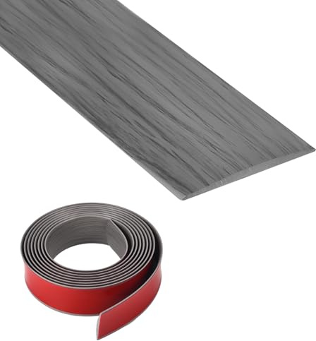 5 cm x 6 m självhäftande vinylgolv övergångsremsa, 3,5 mm tjock laminatgolv tröskel övergångsremsa, PVC dörrremsa tröskelstänger för sammanfogning av golvluckor, tröskel övergång grå träfiber