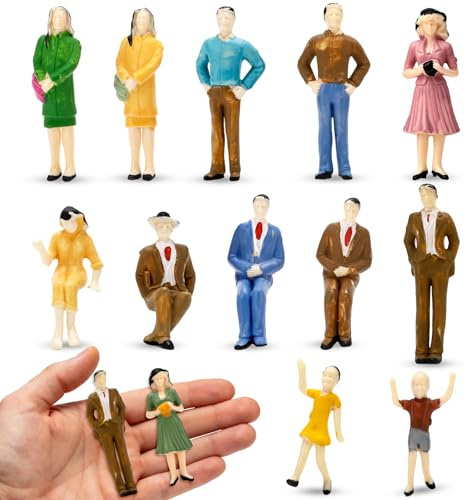 Orybot 14 Stück Modellfiguren Set, Miniatur Figuren 1:25, Kleine Menschen Figuren Für Diorama Modellbau, Dekoration Für Eisenbahn, Architektur, Garten & DIY Szenen (Zufällige Gestaltung)
