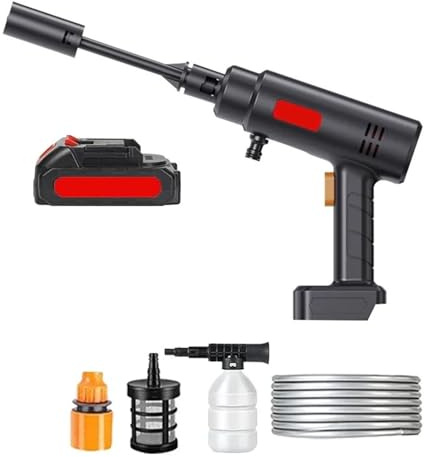 Lavadora De Alta Presión 21V, Máquina Pistola Agua con Batería Litio Recargable, Generador Espuma, Limpiador En Aerosol, Boquilla 0-45° InaláMbrica PortáTil(80Wh)
