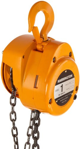 Harrington CF Hand Chain Hoist, Hook Mount, 1 Ton Capacity, 20' Lift, 14.6 Headroom, 1.1 Hook Opening
