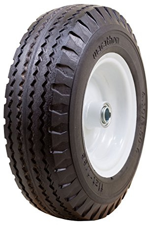 Marathon 4.10/3.50-6 Flat Free, Hand Truck / All Purpose Utility Tire on Wheel, 3 Centered Hub, 3/4 Bearings