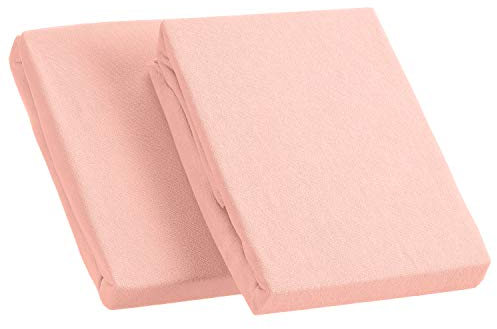 Kinzler C-10048/10 Mikrofaser Frottee Spannbetttuch Uni, 2x 90-100x190-200 cm, rosa