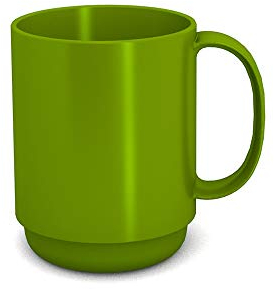 Ornamin Mug with Handle 300 ml Green (Model 510) | Stable Coffee Mug Made of Plastic, Coffee Cup, Reusable Cup, Tea Cup
