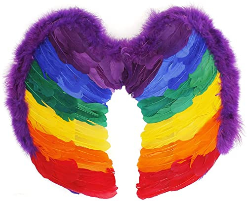 ILOVEFANCYKLÄNNING REGNBÅG Fjädervingar – Perfekt för unika ögonfångande karnivala leksaker, GAY PRIDE och PARROT-KOSTUMES – en storlek