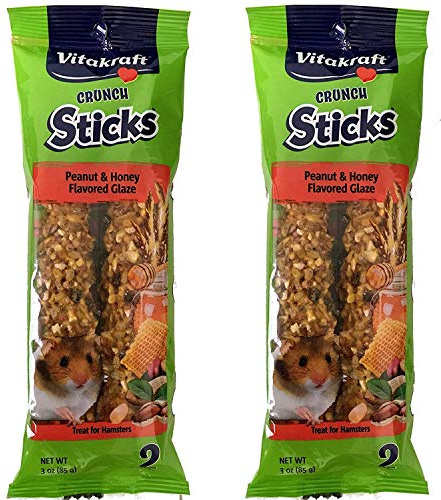 Vitakraft Hamster Whole Grains, Peanut and Honey Glazed Treat Sticks and 4 Pack, 6 Ounce