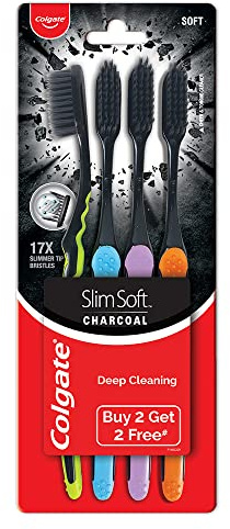 Colgate Slim Soft Charcoal Toothbrush (Buy 2 Get 2 Free) - 4 Pcs