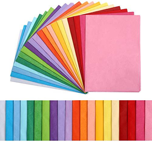 Kesote 100 Fogli di Carta Velina Colorata di 20 Colori Carta di Velina da Imballaggio Carta Riutilizzabile per Confezioni Regalo Riempitivi per Scatole, 35 X 50CM