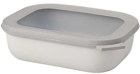 Mepal Multi Bowl Cirqula Rectangular - Mikrowellen Geschir - Geeignet als Luftdichte Aufbewahrungsbox für den Kühlschrank, Mikrowellengeschirr & als Frischhaltedosen - 1000 ml - Nordic white