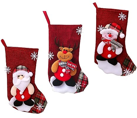 Weihnachtsstrumpf , Groß Nikolaussocken Kreative Nikolausstrumpf Weihnachten Hängende Süßigkeiten Geschenk Stricken Beutel Rentier Schneemann zum Befüllen und Aufhängen Weihnachtsdeko 2 PCS