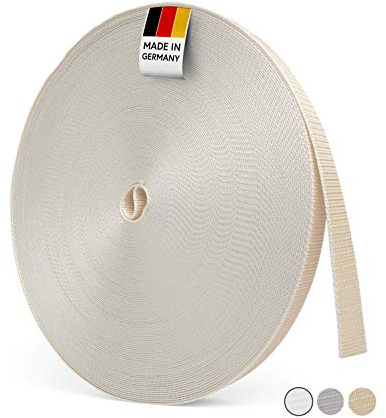 BAUHELD 50m Rolladengurt 20mm Beige [Made in Germany] - Für Rollladen an Türen und Fenster - Hohe Reißfestigkeit und UV-Stabil - Rollladengurt passend für Rolladen-Gurtwickler Aufputz Unterputz