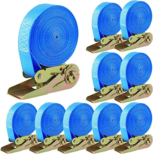 10 Stück 800kg 6m x 25mm Spanngurte mit Ratsche Ratschengurt Zurrgurte für Ladungssicherung (blau), 10 PCS
