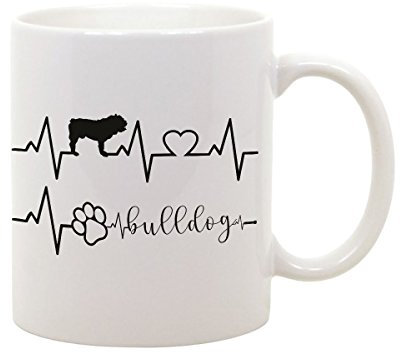 bubbleshirt Boccale da birra elettrocardiogramma - bulldog - in ceramica - capienza 50 cl - idea regalo - cane