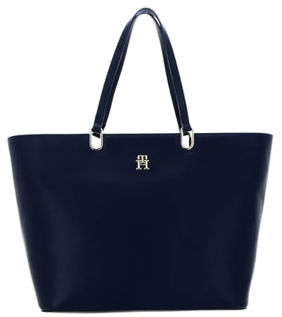 Tommy Hilfiger Damen Tote Bag Tasche TH Timeless Med Tote mit Reißverschluss, Blau (Space Blue), Einheitsgröße