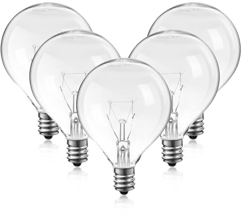 Uonlytech 5 Pack Wax Warmer Bulbs Replacement 230V 25W Incandescent Bulbs Bulb, G50 E12 Light Bulbs for Full Size Warmers Wax Diffuser Lava Lamp