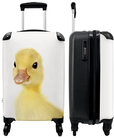 NoBoringSuitcases.com® Koffer Handgepäck - Kabinentrolley, Leichtgewicht, 4 Rollen, mit Entenkükenmotiv, Zahlenschloss, UV-beständig, 55cm-35cm-20cm