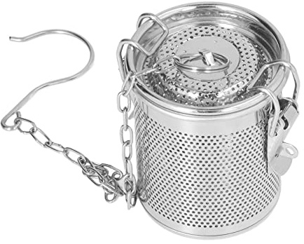 Teesieb für Losen Tee, 1.3L Ø 11,2cm Edelstahl Teefilter Gewürzfilter Mesh Teeei Kugelsieb mit Kettenhaken, Spülmaschinengeeignet Teekugelsieb Gewürzsieb zum Mitkochen