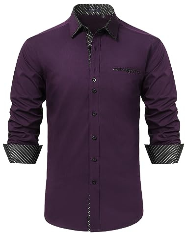 Enlision Camicie da Uomo Casual Camicia Elegante Maniche Lunghe Camicie Regolare Classiche Formal Camicia