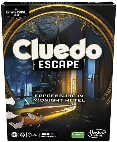 Hasbro Gaming Cluedo Escape Erpressung im Midnight Hotel, einmalig lösbares Escape-Room-Spiel für 1 − 6 Spieler, kooperatives Spiel
