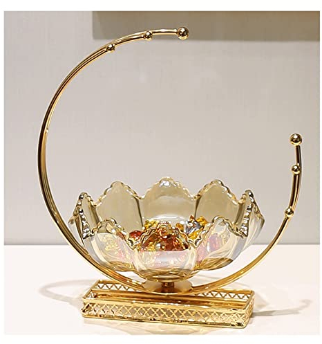 OQHAIR Bols à Fruits Plateau à collation Salon Moderne ménage Cristal Verre Fruits Bonbons Panier lumière Luxe Bijoux Organisateur Plateau Fruit Basket