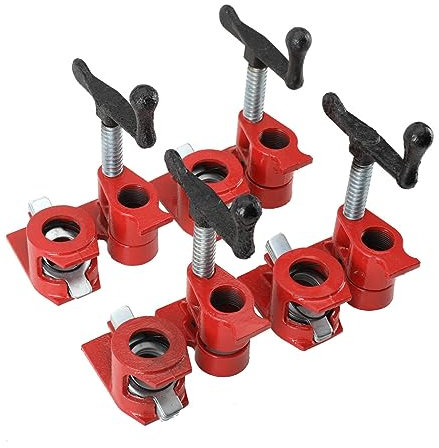 ECUTEE Pipe Clamp Woodworking 4 Sets, Woodworking Pipe Clamps Kit 3/4 inch Quick Release Heavy Duty Iron Metal Clamp Set Wood Gluing Pipe Clamp/Vice Set Wood Carpenters Wooden DIY Tool