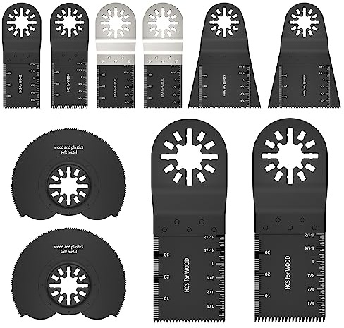10 Stück Multitool Sägeblätter Bimetall Oszillierendes Sägeblatt für Metall Holz Kunststoff Multitool Werkzeug Set Kompatibel mit Fein Multi-master Ryobi Mil-waukee Hita-chi Chi-cago Crafts-man