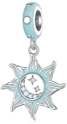 Charm Sonne Mond Sterne Planeten Anhänger 925 Silber - Les Folies für Pandora, Sterling-Silber, Zirkonia