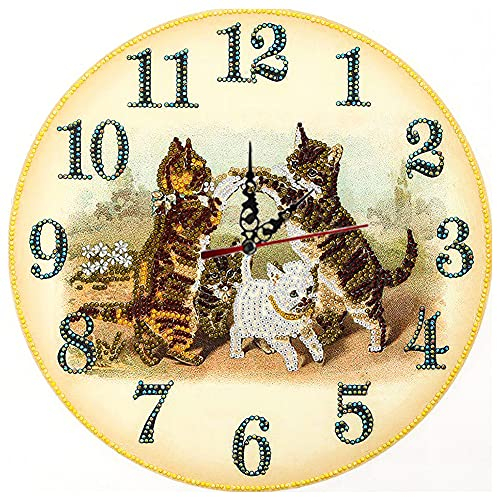 Demiawaking DIY 5D Diamond Painting Wanduhr Handwerk, Diamant Malerei Uhr Stickerei Kreuzstich Mosaik Wand Uhr Schlafzimmer Wohnzimmer Deko (K)