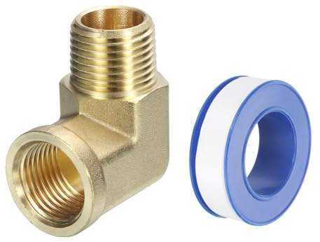 QUARKZMAN Conector de Manguera de Latón 1/2 NPT Macho X 1/2 NPT Hembra 1 Pieza de Codo de Calle de 90 Grados Accesorio de Tubería Forjado para Gas Aire Aceite Propano