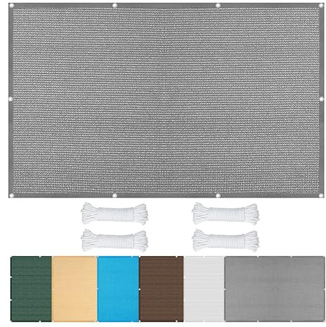 Vela Ombreggiante Rettangolare 2.2 x 3.2 m Protezione Raggi UV in Tessuto HDPE Rete Telo Ombra Ombreggiante con Occhielli Tenda a Vela per Carport Piscine, Grigio