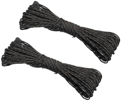 PATIKIL 65 Feet Reflective Guyline Camping Paracord, 3mm Tent Cord Guyline Rope Nylon Paracord Rope for Camping Tent Tarp Hiking, Black (20M)