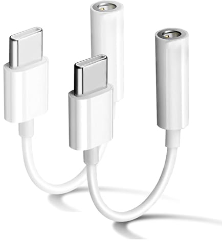 Apple MFi Certified 2 Pack USB C to 3.5mm Headphone Jack Adapter for iPhone 16/15/15 Pro/Pro Max/Plus, Type C Aux Dongle Cable for Samsung Galaxy S23/S23/S22/S21Ultra, MacBook,Note (White)