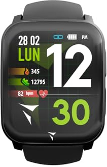 TECHMADE Smartwatch Tech Feel, EKG, hjärtfrekvens, syrning, sport, sömnskärm, samtalsvarning, kompatibel med IOS och Android (Black Case and strap)