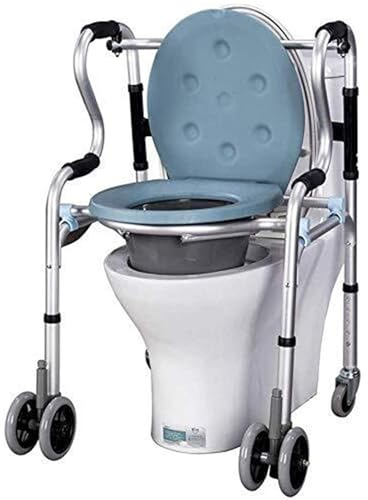 LIBRACTA Höhenverstellbarer Toilettenstuhl, Nachtstuhl Mit Rollen, Vierbeiniger Gehwagen Für Senioren, Toilettenrollstuhl Inkl. Eimer, Für Ältere, Verletzte Und Behinderte