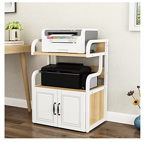 TCDHICY Druckerständer Druckerständer, 21,6 x 15,7 x 32,2 Zoll neben dem Schreibtisch, Druckertisch mit Ablagefach, 3-stufiges Druckerregal for das Heimbüro, weiß Modernes Lagerregal
