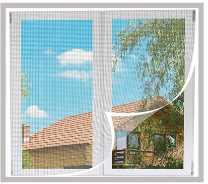 Insect Protection Fly Screen Roller Blind 80x110cm self-Adhesive Mosquito net Window, with self-Adhesive Double-Sided Tape, Keeps Flies/Mosquitoes Outside, White
