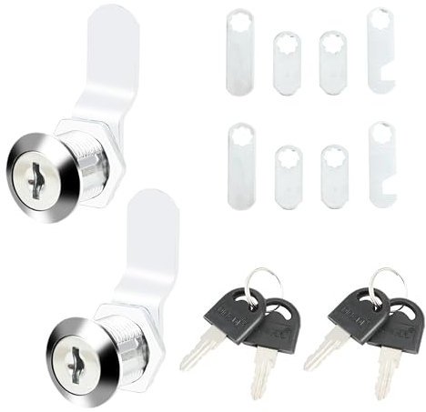 2 Serratura Cassetta Postale - Serratura Armadietto - Serrature per Armadietti - Fornite con 4 Chiavi e 8 Diverse Piastre di Serratura - Adatte per Armadietti per Documenti e Casse Postali