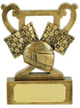 SilverTrophy : Motorsport Racing Mini Cup Trophy Award - Racing Party Prize, F1 Events, Mécaniques, Ingénieurs, Drapeau à damier, Casque, Go Kart Raceway, Fête d'enfants.