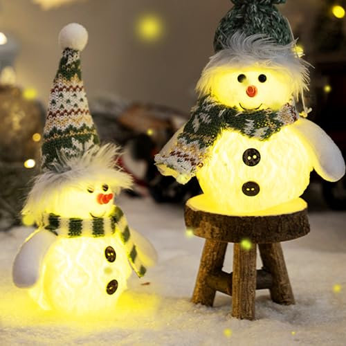 Luz Led para Navidad - 2 Piezas Figuras Decorativas con Muñeco de Nieve Snowy para Interiores