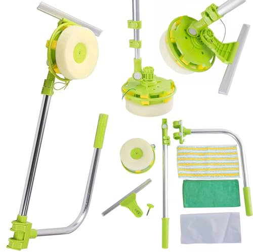 Window Cleaning Tool 2 in 1 Telescopic Squeegee with Extending Handle | U-Shaped High Rise Window Cleaner Extendable Pole Ideal for High Windows, Home and Office Use with Streak-Free Results