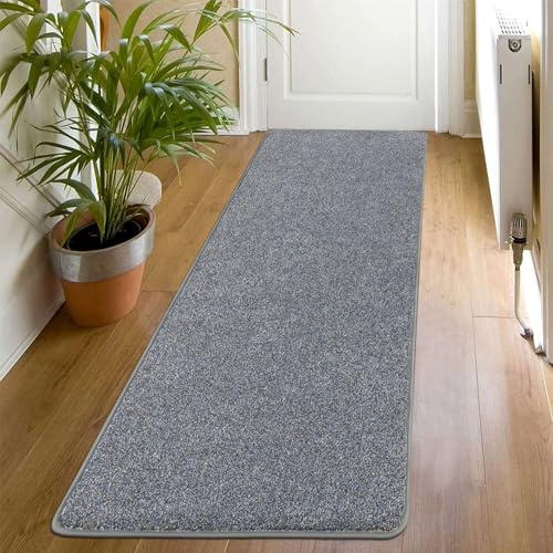 SHACOS Flur Teppich Läufer 60x180 cm rutschfest Teppichläufer Weich Flurläufer Modern, Küchenteppich Waschbar, Teppich Läufer für Flur, Küche, Wohnzimmer, Schlafzimmer, Blau