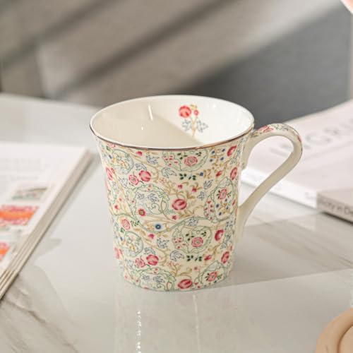 MRDLKNX Royal Coffee Mugs, tazza da caffè in porcellana Bone China, tazza da caffè e tè (fiore di camelia)