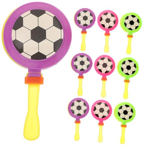 KOMBIUDA 10pezzi Battimani Forma Pallone Calcio Plastica Attrezzo Rumoroso Feste Eventi Sportivi Scherzi Adulti Regali Compleanno Carnevale
