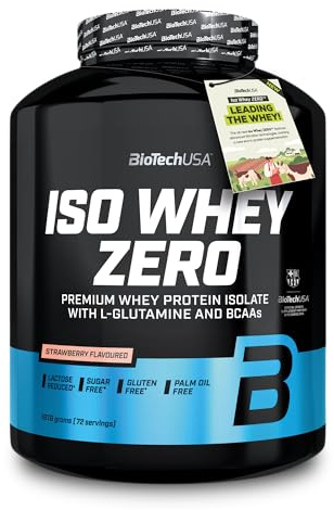 BioTechUSA Iso Whey Zero | Premium Whey Protein Isolate | Grass-Fed | Enzyme-Free | Sugar- and Gluten-free, 1816 g, Jordgubb