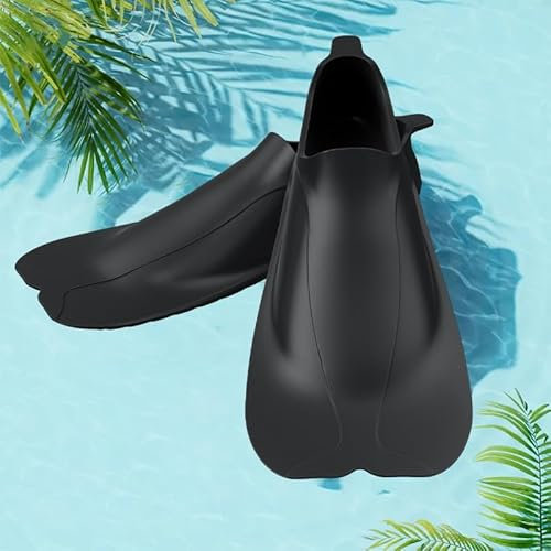 ENEN Pinne Corte Nuoto Piscina Regolabili Taglia 32-44, Pinne Snorkeling in Silicone Morbide per Allenamento Unisex per Bambini e Adulti Uomini Donne per Nuoto Snorkeling (KHWX-4 Nero,S(36-38))