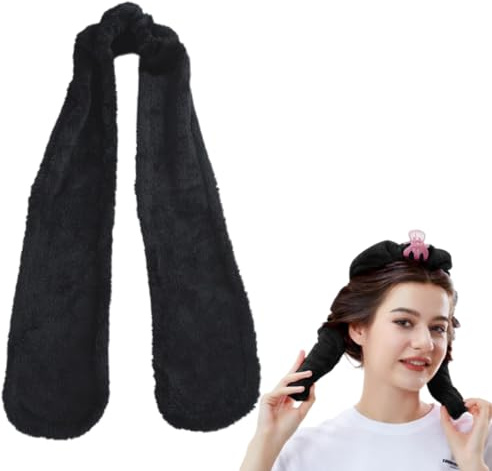 MIRKUZI Rulos para el pelo 1 rizador de pelo largo, flexible y sin calor, suave para dormir, grande (negro)